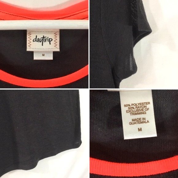 DAYTRIP WISH DO INSPIRATIONAL POINTELLE GRAPHIC TEE CHARCOAL GRAY NEON SIZE M - Picture 7 of 9